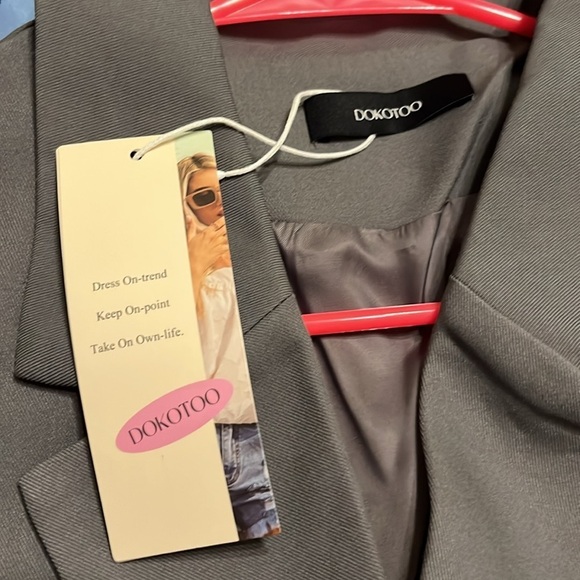 NWT Dokotoo Womens Cropped Trench Coats Double Breasted Blazer w/ Pockets - Picture 5 of 6